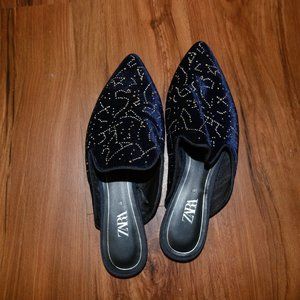 ZARA cosmic velvet slippers